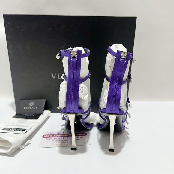 Versace Runway Pin-Point 38.5 Strappy Heel Sandals Purple Orchid NIB $1,575 - Picture 7 of 14